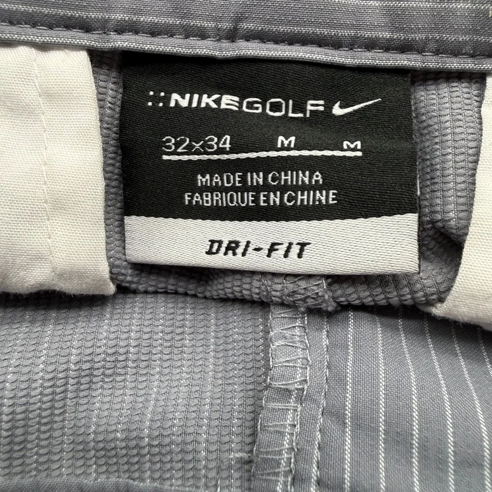 Nike Golf Pants Mens 32x34 Grey Pinstripe Dri-FIT 335936-065 Stretch Performance